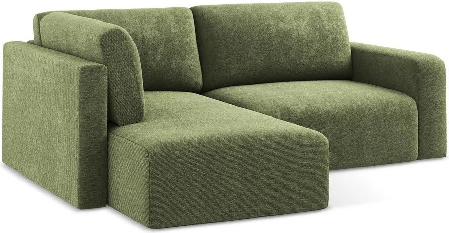 Zelená ženilková rozkladacia/s úložným priestorom rohová pohovka (ľavý roh/do L) Kona – Makamii
