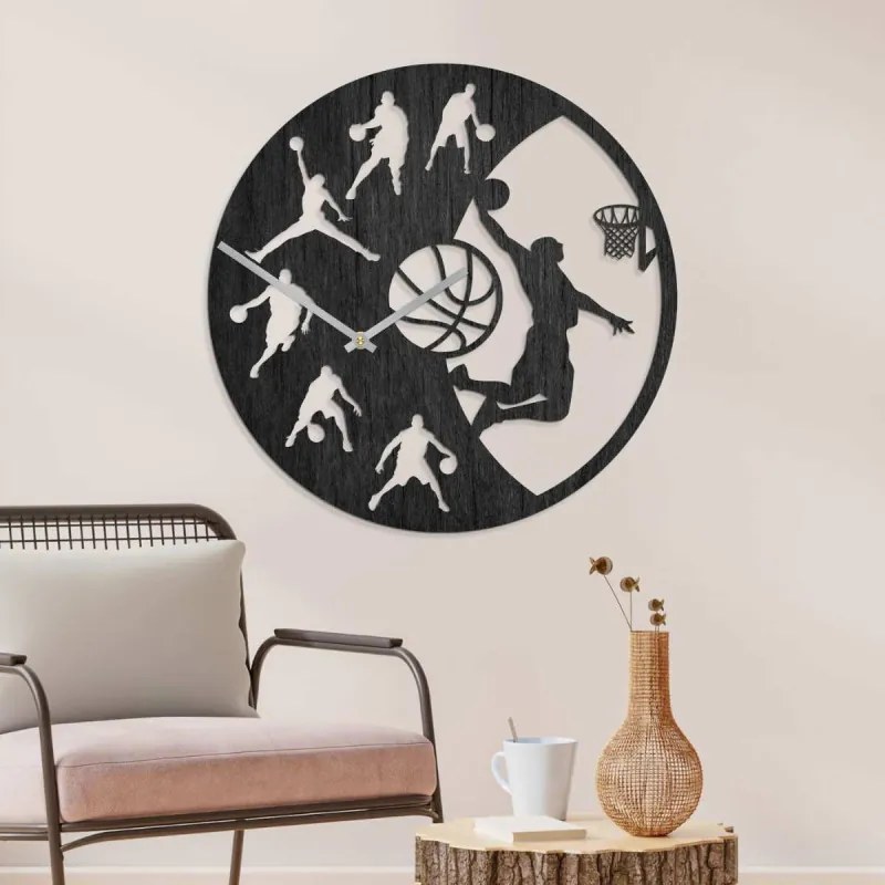 Basketbalové nástenné hodiny z dreva - hodiny na stenu | SENTOP PR0449