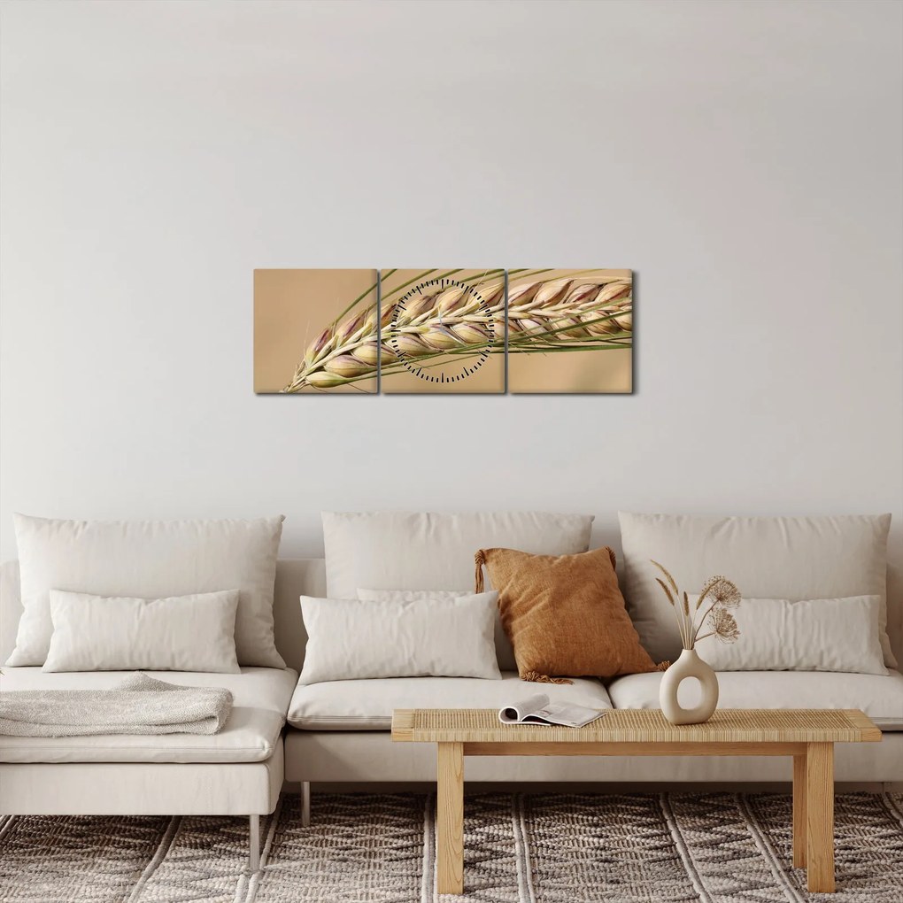 Obraz - Pšenica (s hodinami) (90x30 cm)