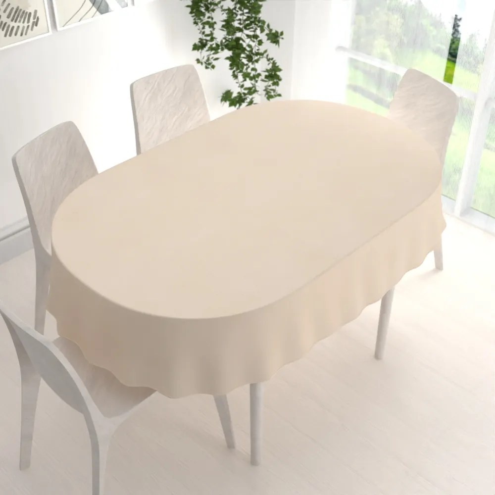 Biante Teflónový oválny obrus TF-002 Svetlo béžový 80x120 cm