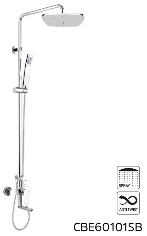 Mereo, Nástenná batéria Viana so sprchovou súpravou, výtokom, ručnou a tanierovou sprchou 225x225mm, MER-CBE60101SBM