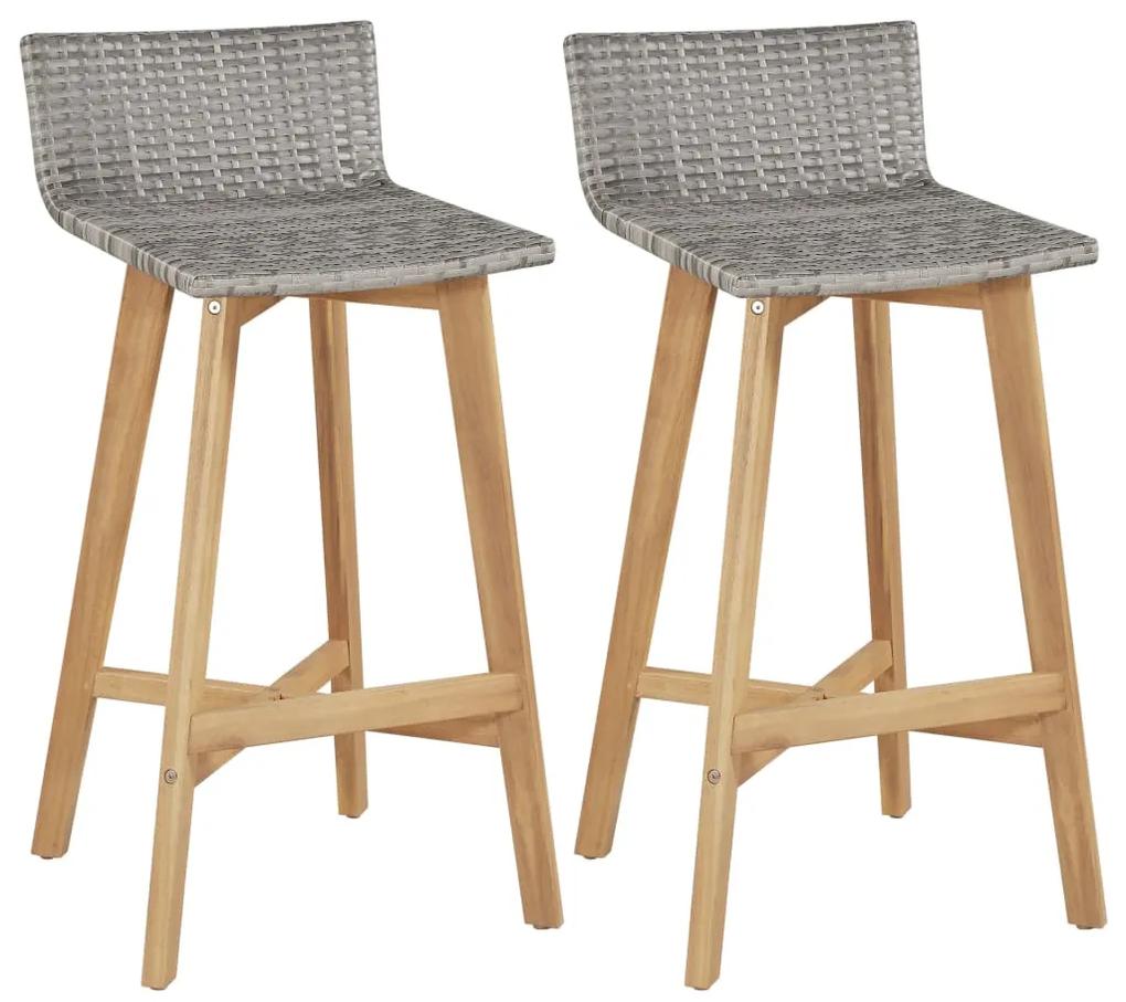 vidaXL Barové stoličky 2 ks polyratan masívne akáciové drevo 40x45x90 cm