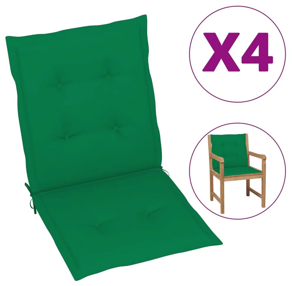 vidaXL Podložky na záhradné stoličky 4 ks, zelené 100x50x3 cm