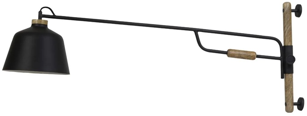 Čierna kovová nástenná lampa s drevom Banu - 120 * 25 * 45 cm