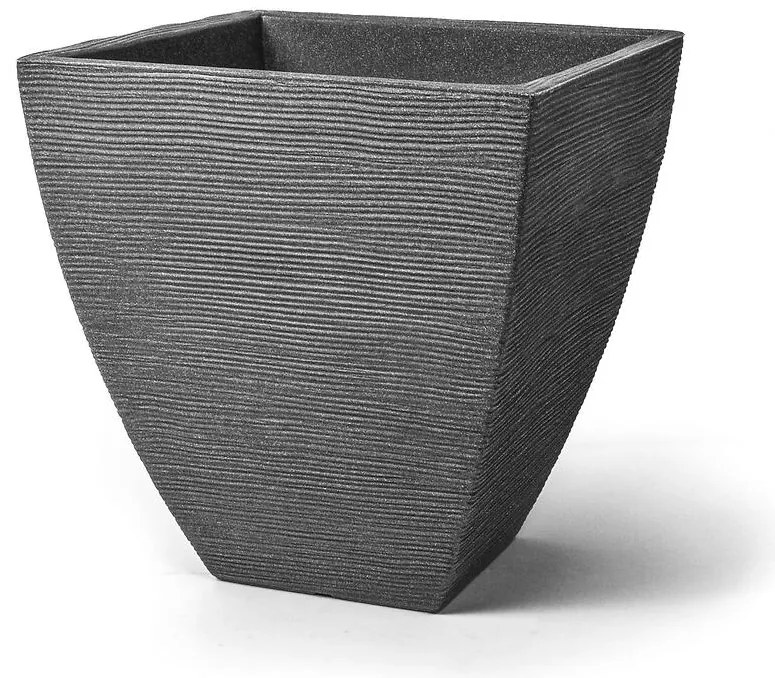 Ryhovaný kvetináč 40 x 40 x H 42 cm sivý