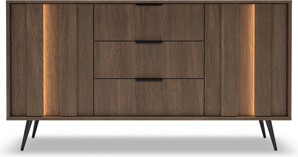 Komoda Flaro 153 cm so zásuvkami - dub dunin