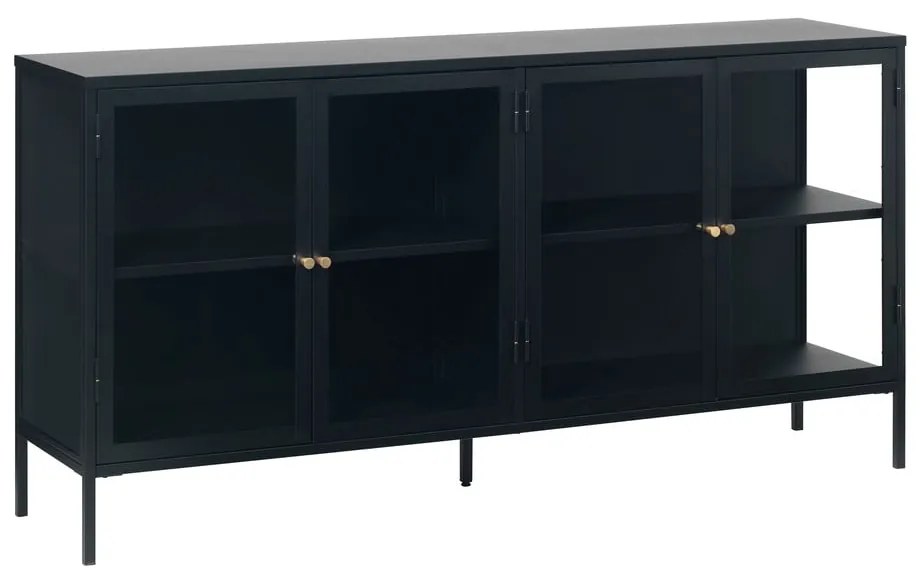 Čierna vitrína Unique Furniture Carmel, dĺžka 170 cm