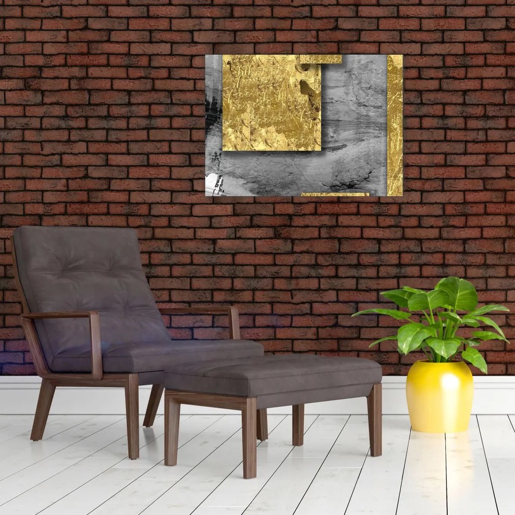 Obraz - Zlaté štvorce N⁰2 (70x50 cm)