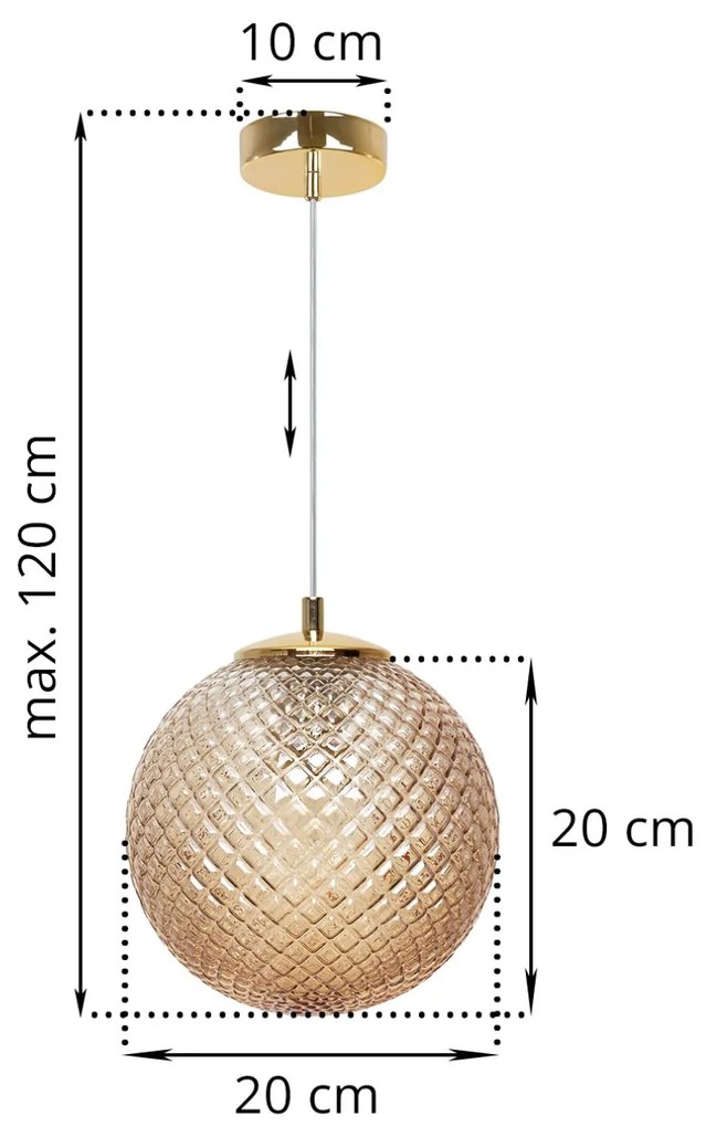 Závesne svietidlo Cannes, 1x medové sklenené tienidlo (fi 20 cm), G