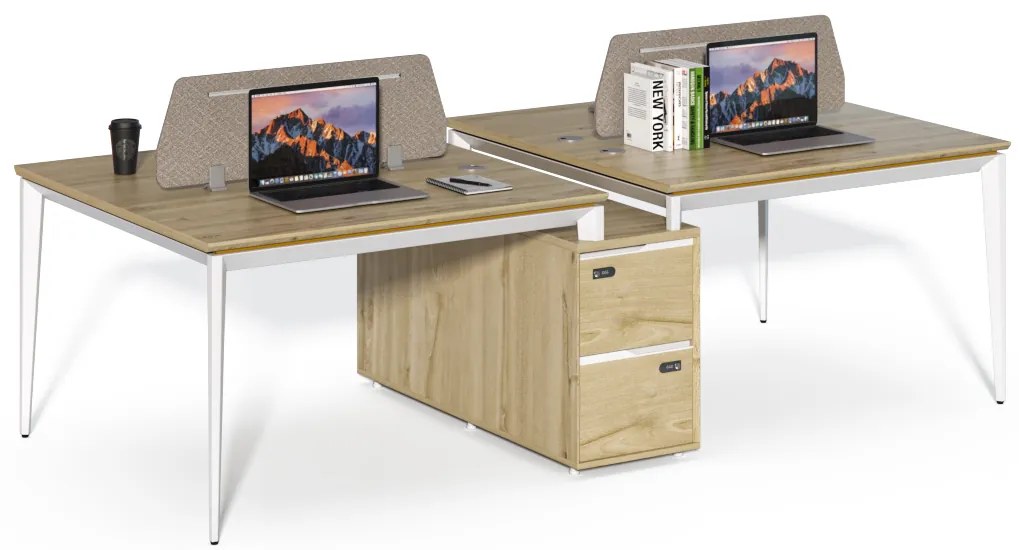 Kancelársky set pre 4 osoby Houseland Profit Max 05 2612 dub/biela