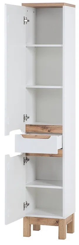 Koupelnová sestava Bali 80 cm se skříňkami a zápustným umyvadlem bílá/dub wotan