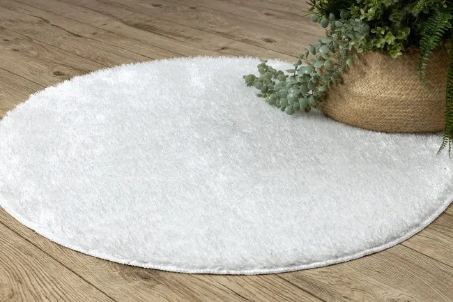 Kúpeľňový koberček SYNERGY glamour / lurex, biely kruh