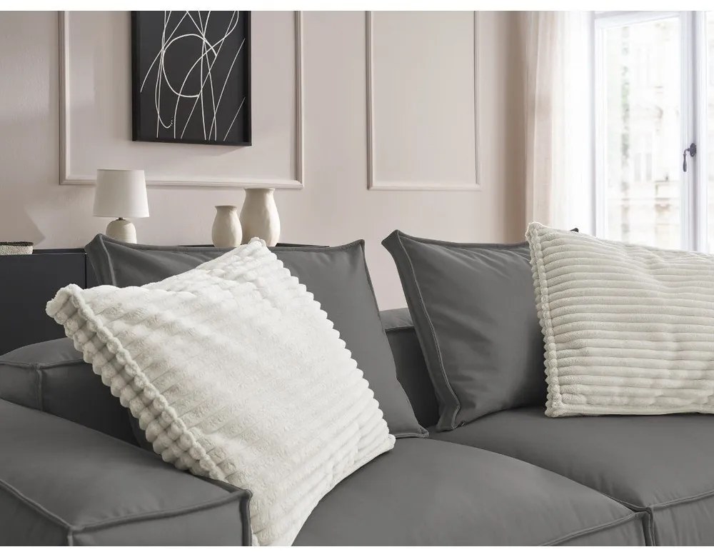 Sivá pohovka z imitácie kože 260 cm Boheme – Bobochic Paris