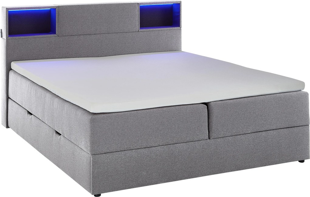 XXXLutz BOXSPRINGOVÁ POSTEĽ, 160/200 cm, svetlosivá Xora - Online Only spálne - 000101026403