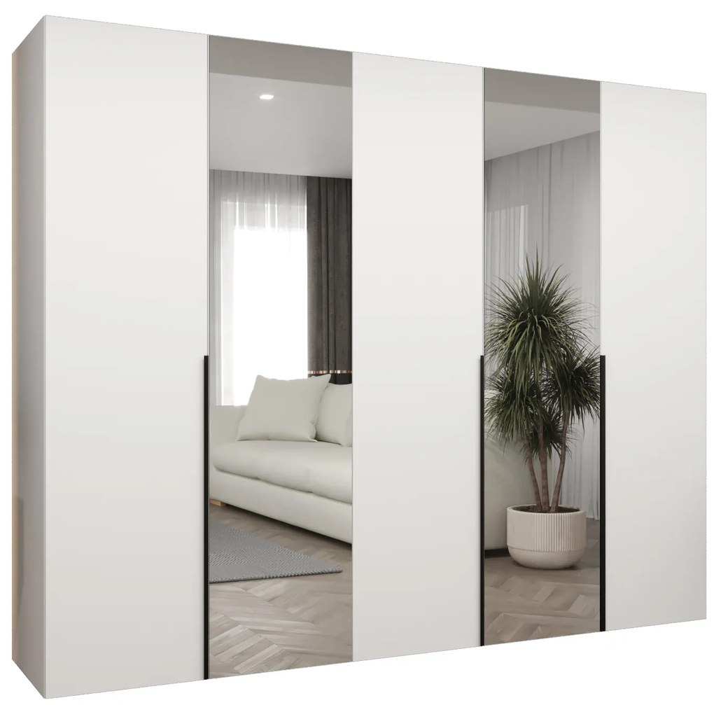 Šatníková skriňa 250 cm Alice 2 (biela + čierna). Akcia -10%. Vlastná spoľahlivá doprava až k Vám domov. 1126181