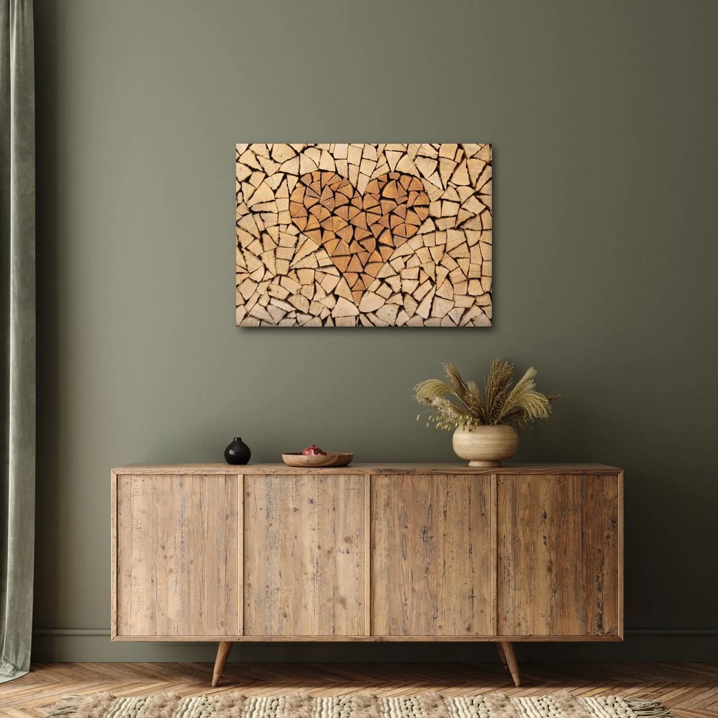 Obraz - Srdce z dreva (70x50 cm)