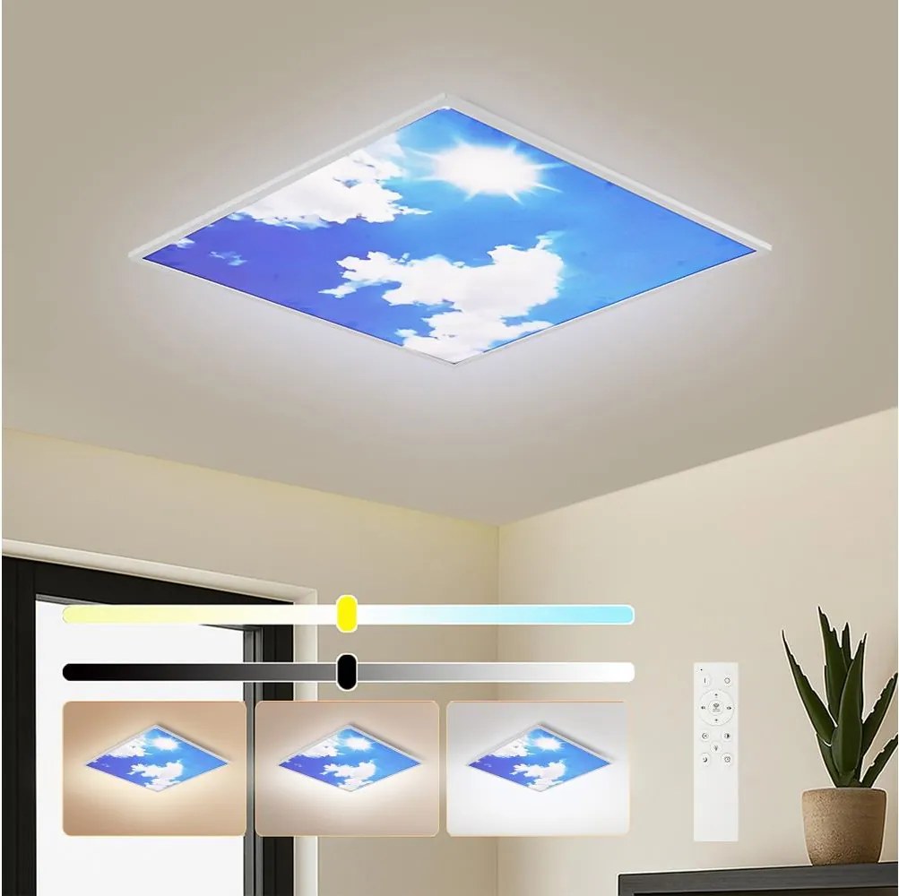 Brilagi-LED Stmievateľné svietidlo SLIMFRAME SKY LED/58W/230V 60x60 cm strieborná/modrá + diaľkové ovládanie