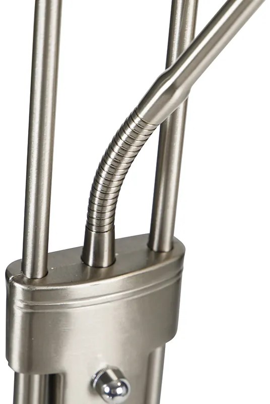 Oceľová stojaca lampa s lampou na čítanie vrátane stmievateľného LED v Kelvinoch - Diva