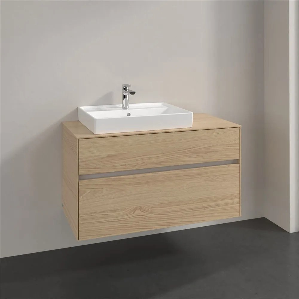 VILLEROY &amp; BOCH Collaro závesná skrinka pod umývadlo na dosku (umývadlo vľavo), 2 zásuvky, 1000 x 500 x 548 mm, Nordic Oak, C01700VJ