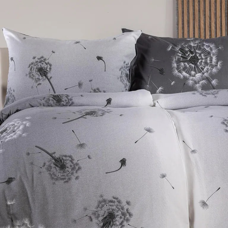 Flanelové posteľné obliečky PÚPAVA šedá