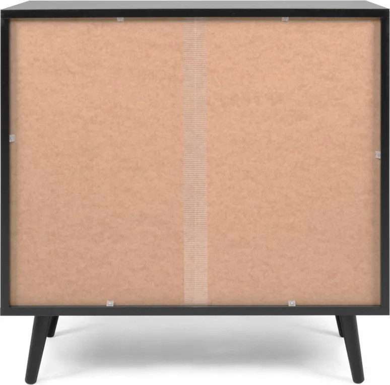 Zásuvková komoda Vienna, čierna/výplet