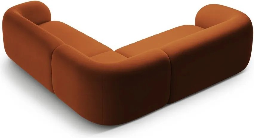 Zamatová rohová pohovka v terakotovej farbe Kate – Micadoni