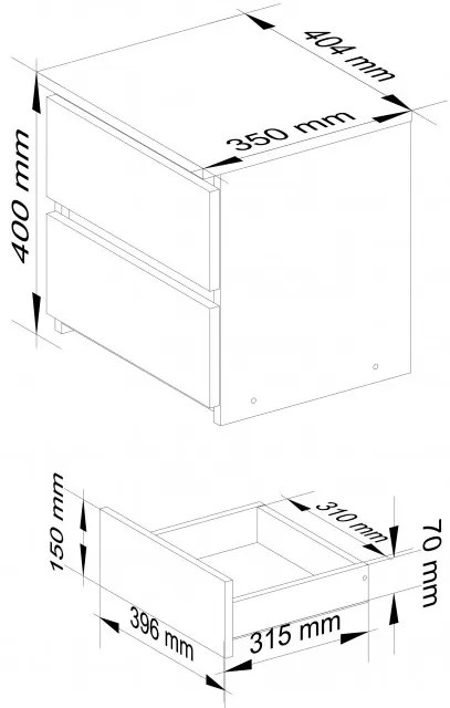 Nočný stolík CL2 2SZ CLP dub craft