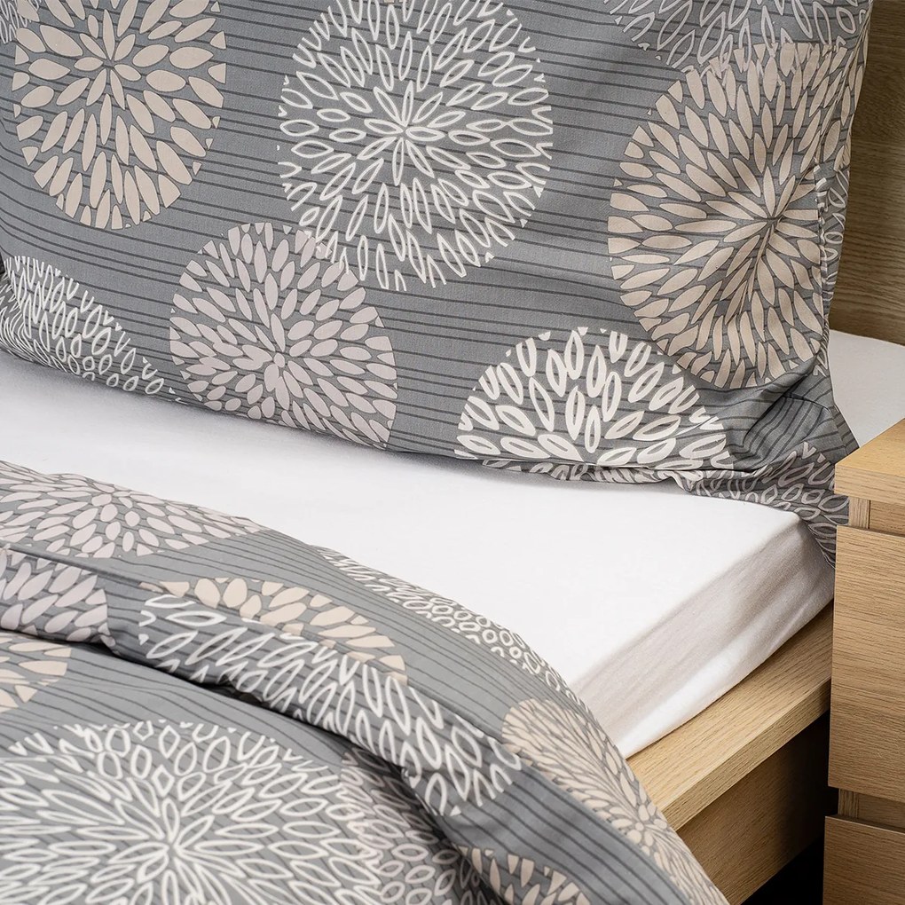 4Home Bavlnené obliečky Grey Petals, 220 x 200 cm, 2 ks 70 x 90 cm