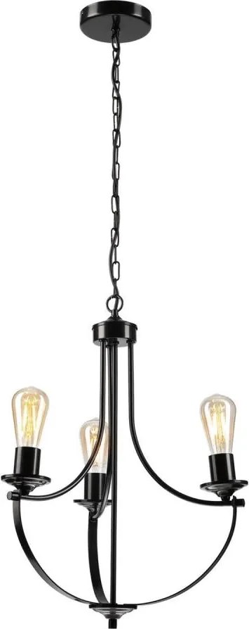 Luster na reťazi GINA 3xE27/60W/230V čierna
