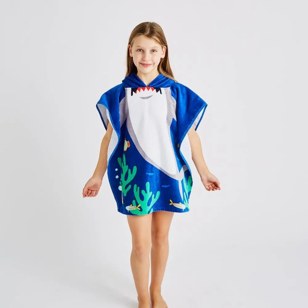 Modré bavlnené detské pončo Shark – Catherine Lansfield