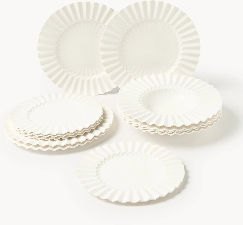 Porcelánová súprava riadu's reliéfnym vzorom Antonin, 4 osoby, 12 ks