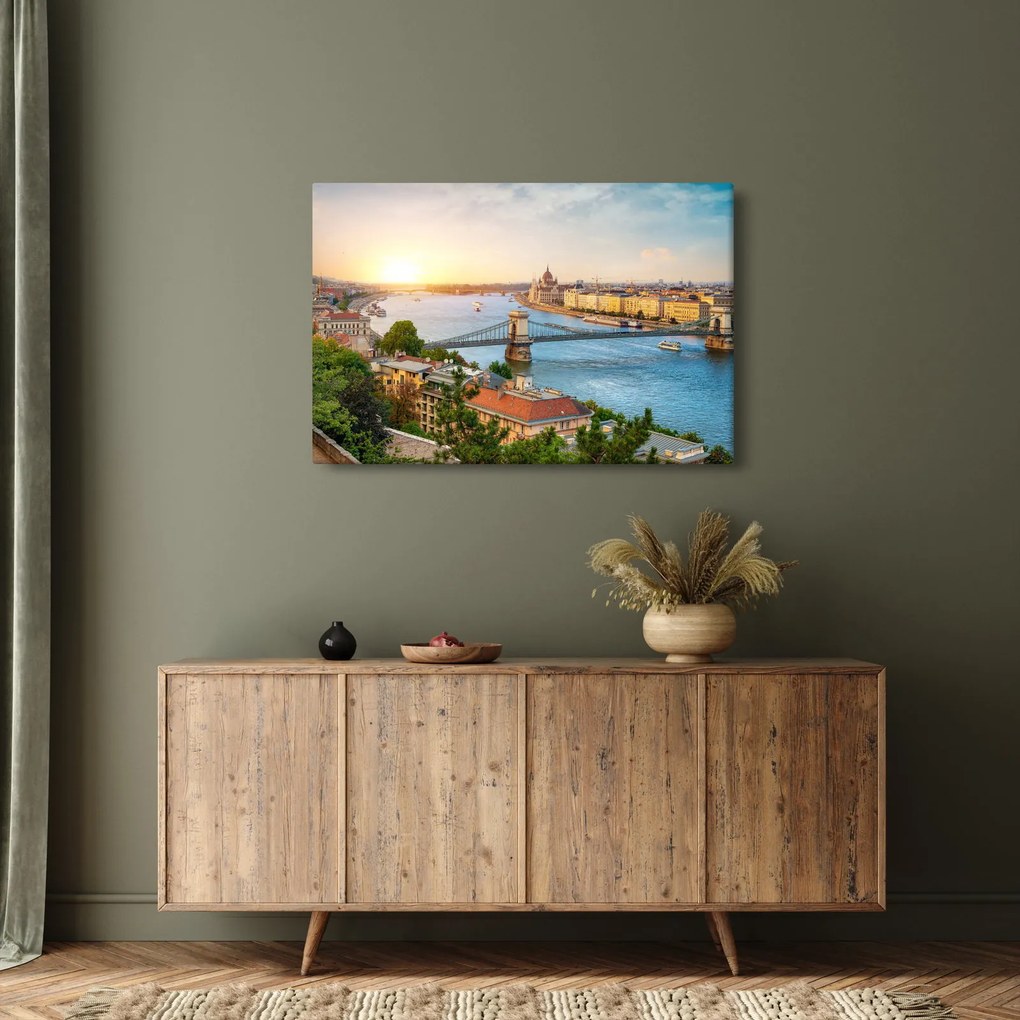 Obraz mesta Budapešť s riekou (90x60 cm)