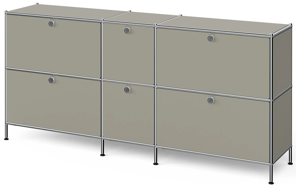 Veľká kovová odkladacia skrinka »CN3« so 6 výklopnými priehradkami, svetlosivá