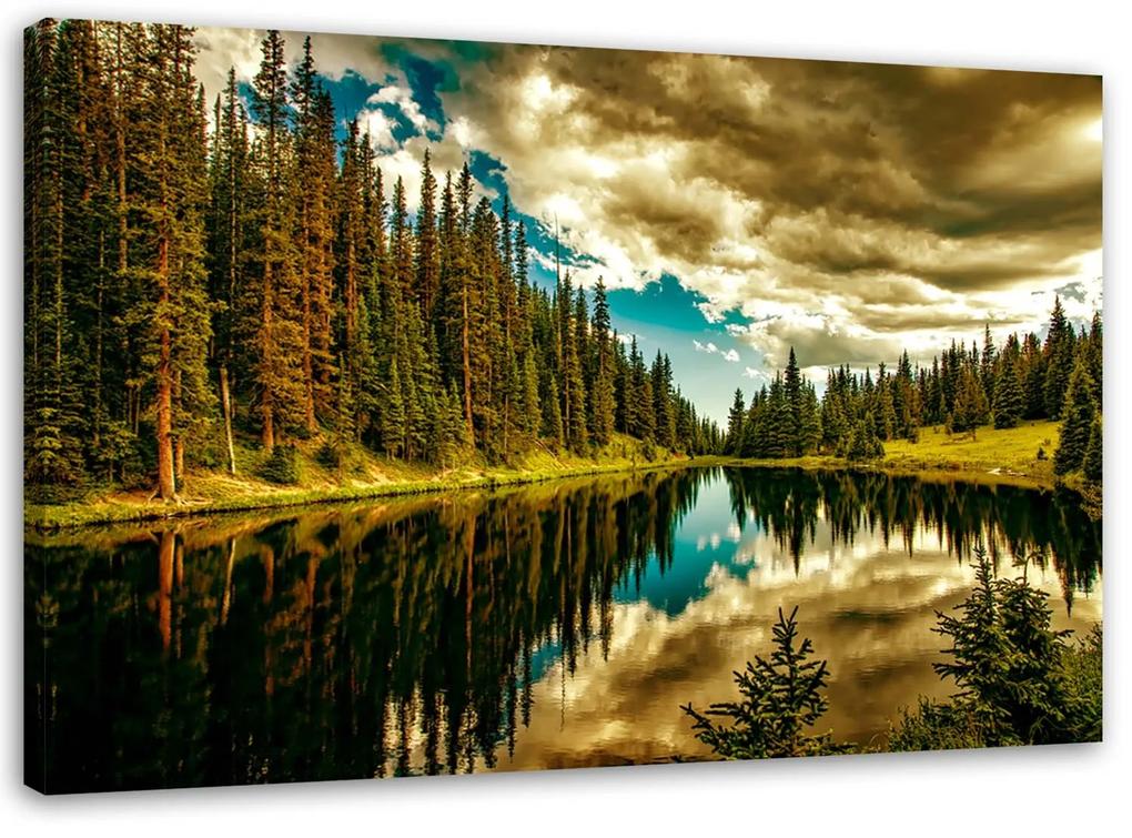 Gario Obraz na plátne Les pri horskom jazere Rozmery: 60 x 40 cm