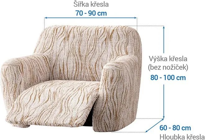 Bielastické poťahy UNIVERSO NOVÉ žíhané béžové relaxačné kreslo (š. 70 - 90 cm)