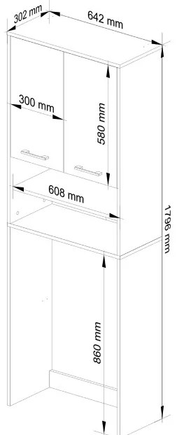 Kúpeľňová skrinka nad práčku FIN 2D wenge / sonoma