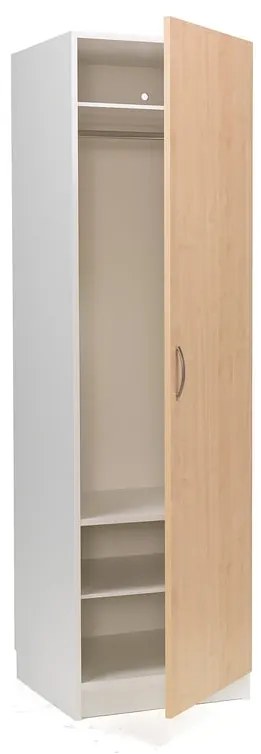 Šatníková skrinka, 600x600x2100 mm, pravá, biela, breza
