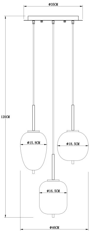 GLOBO BLACKY I 15345-3MM Závesné svietidlo