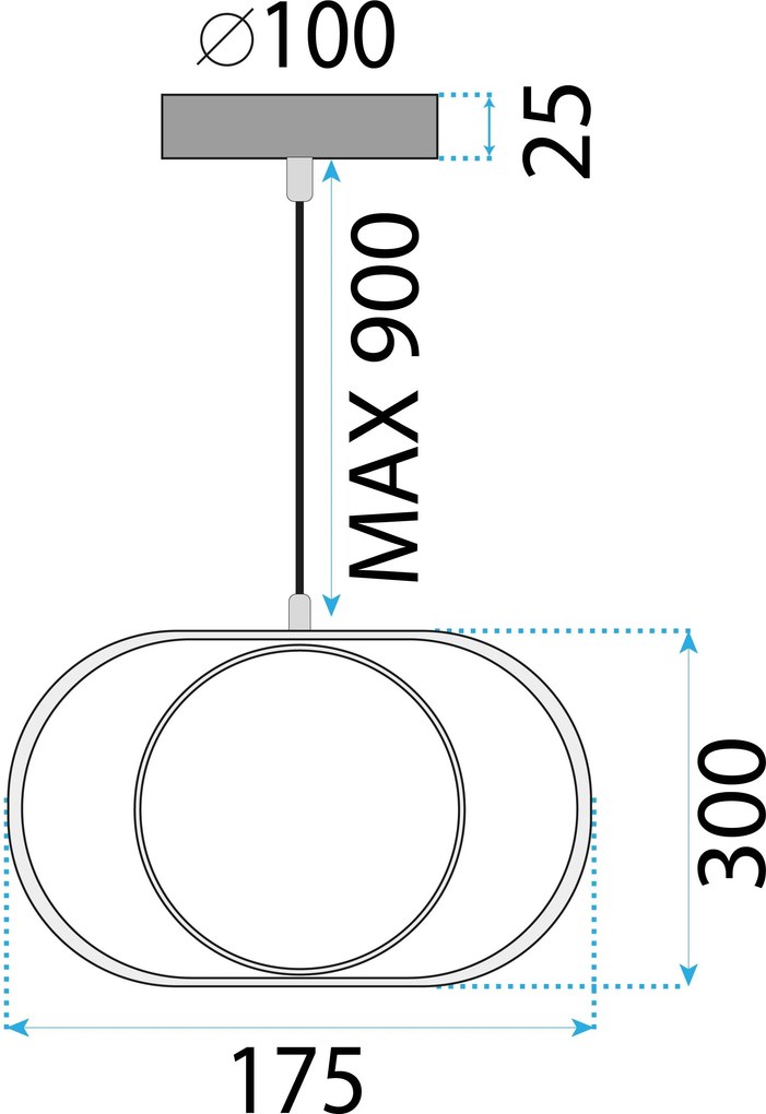 Toolight Toolight, LED závesné osvetlenie, 18W, 4000K, APP1555-CP, zlatá lesklá, OSW-05664
