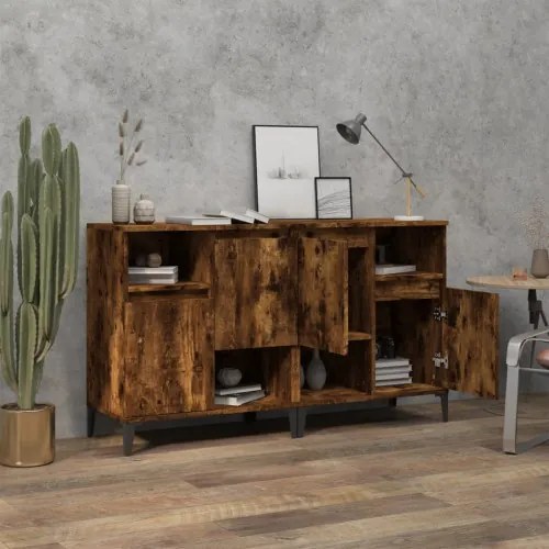 vidaXL Komody 2 ks dymový dub 60x35x70 cm kompozitné drevo-