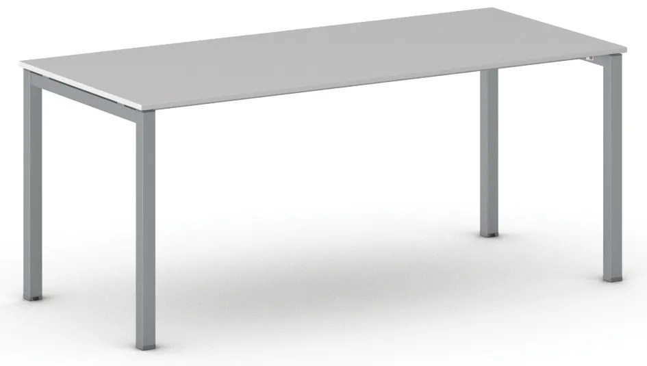 Rokovací kancelársky stôl PRIMO SQUARE, 180x80 cm, sivostrieborná podnož, sivá