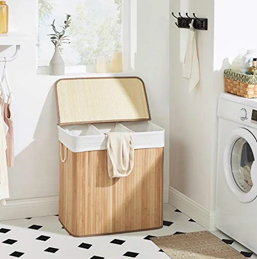 AKCIA Bambusový trojkomorový kôš na bielizeň LECEBY II. akosť