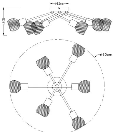 Globo 54028-6S - Prisadený luster FIASTRA 6xE14/40W/230V