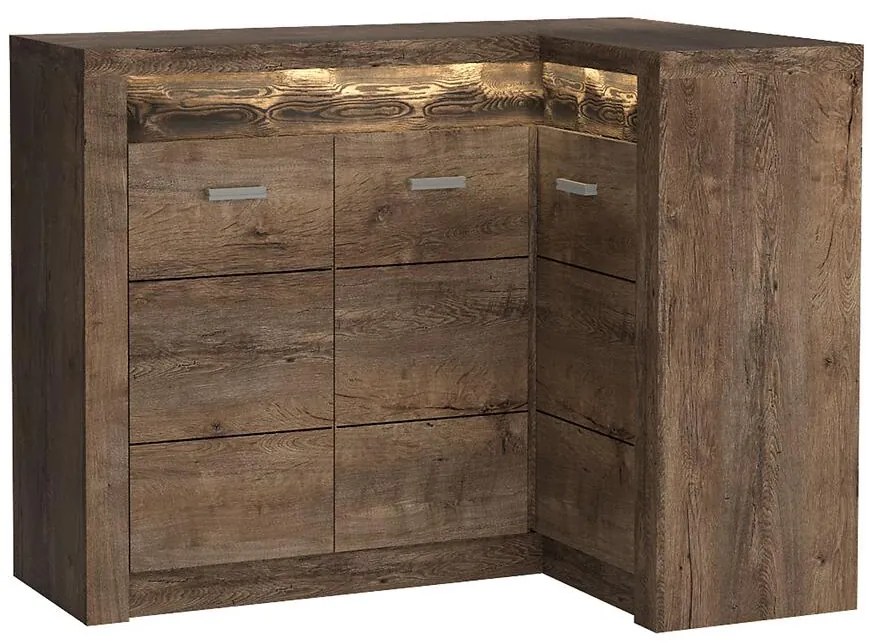 Komoda rohová Indianapolis I15K tmavý jaseň