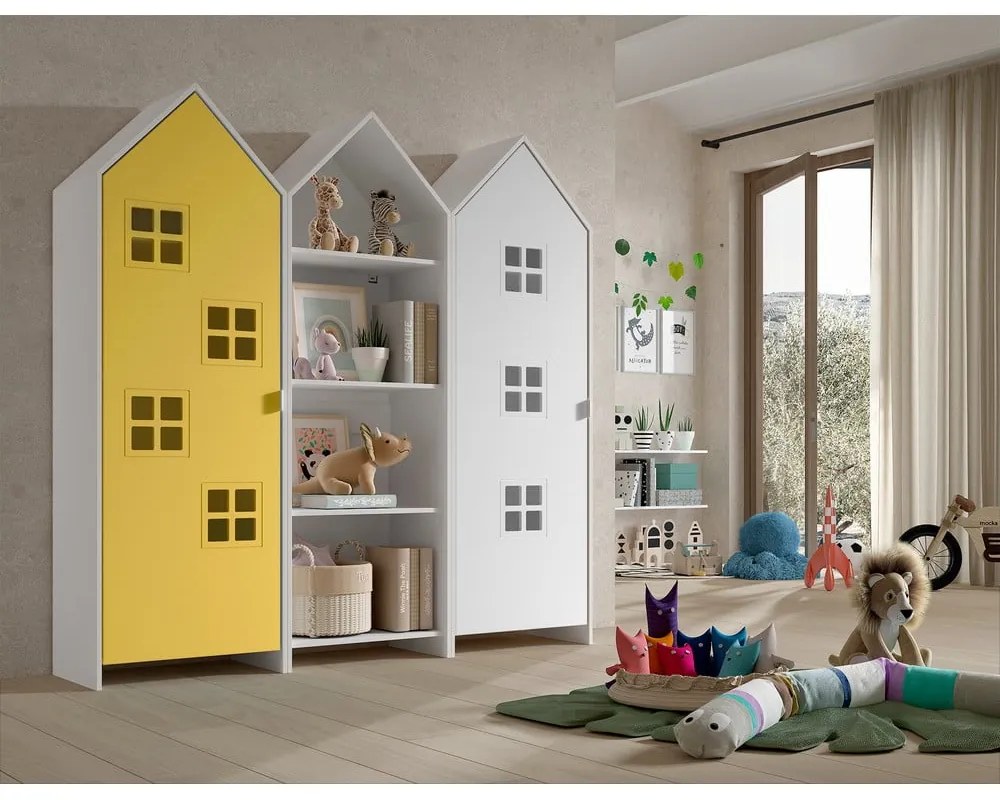 Žlto-biela otvorená detská šatníková skriňa 173x171,5 cm CASAMI BRUGES – Vipack