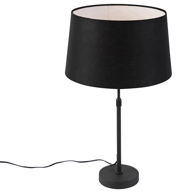 Stolná lampa čierna s ľanovým tienidlom čiernym 35 cm nastaviteľná - Parte