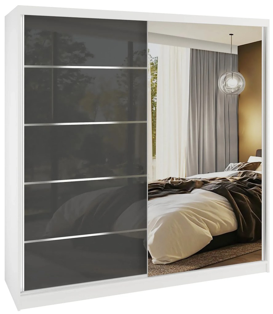 Šatníková skriňa SERENITY 200 cm šedý lesk MGB SERENITY SZP5/0/W/S/0/HIAL