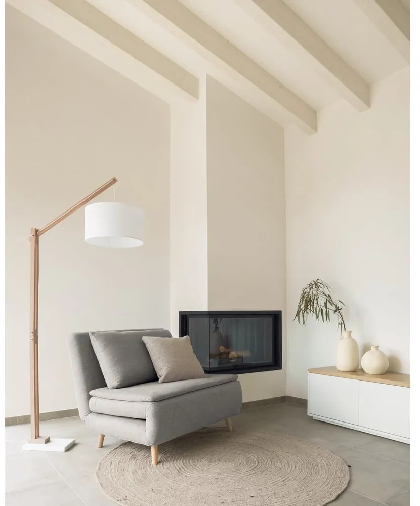 Ručne tkaný vlnený okrúhly koberec vo svetlosivej a slonovinovej farbe ø 200 cm Takashi – Kave Home