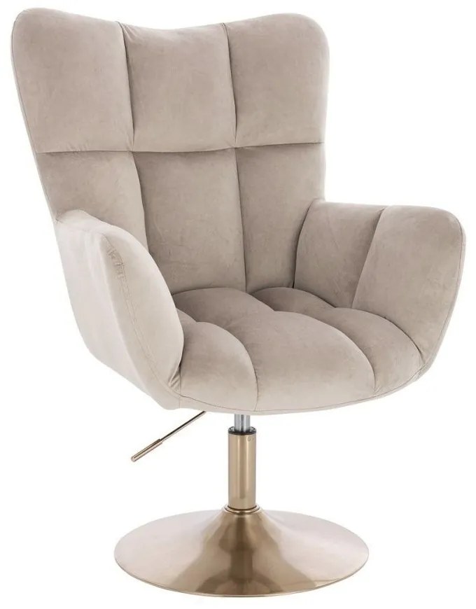 LuxuryForm DESIGN Otočné kreslo AURORA VELUR na zlatom tanieri - latte