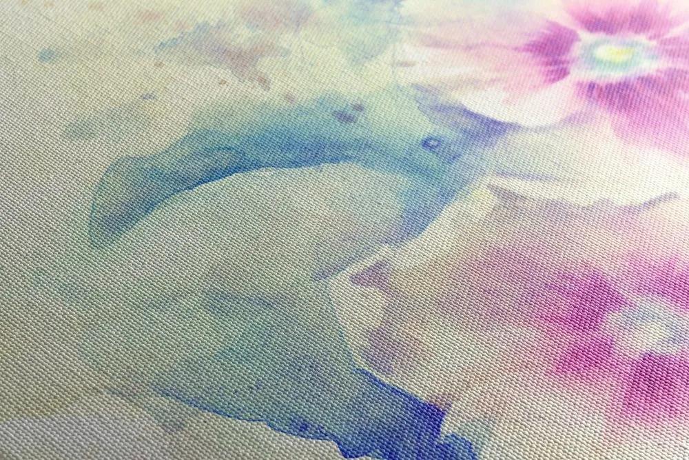 Obraz kvety v ružovom akvarely - 100x50